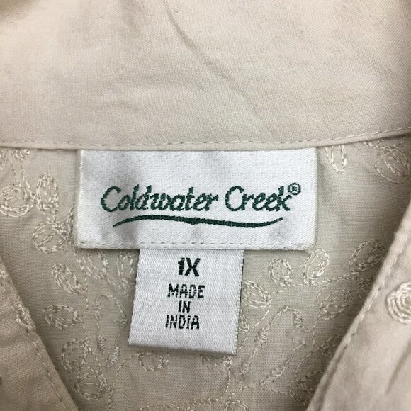 Coldwater Creek Women's Beige Jacket Embroidered Button Front Lightweight 1X - Picture 7 of 9